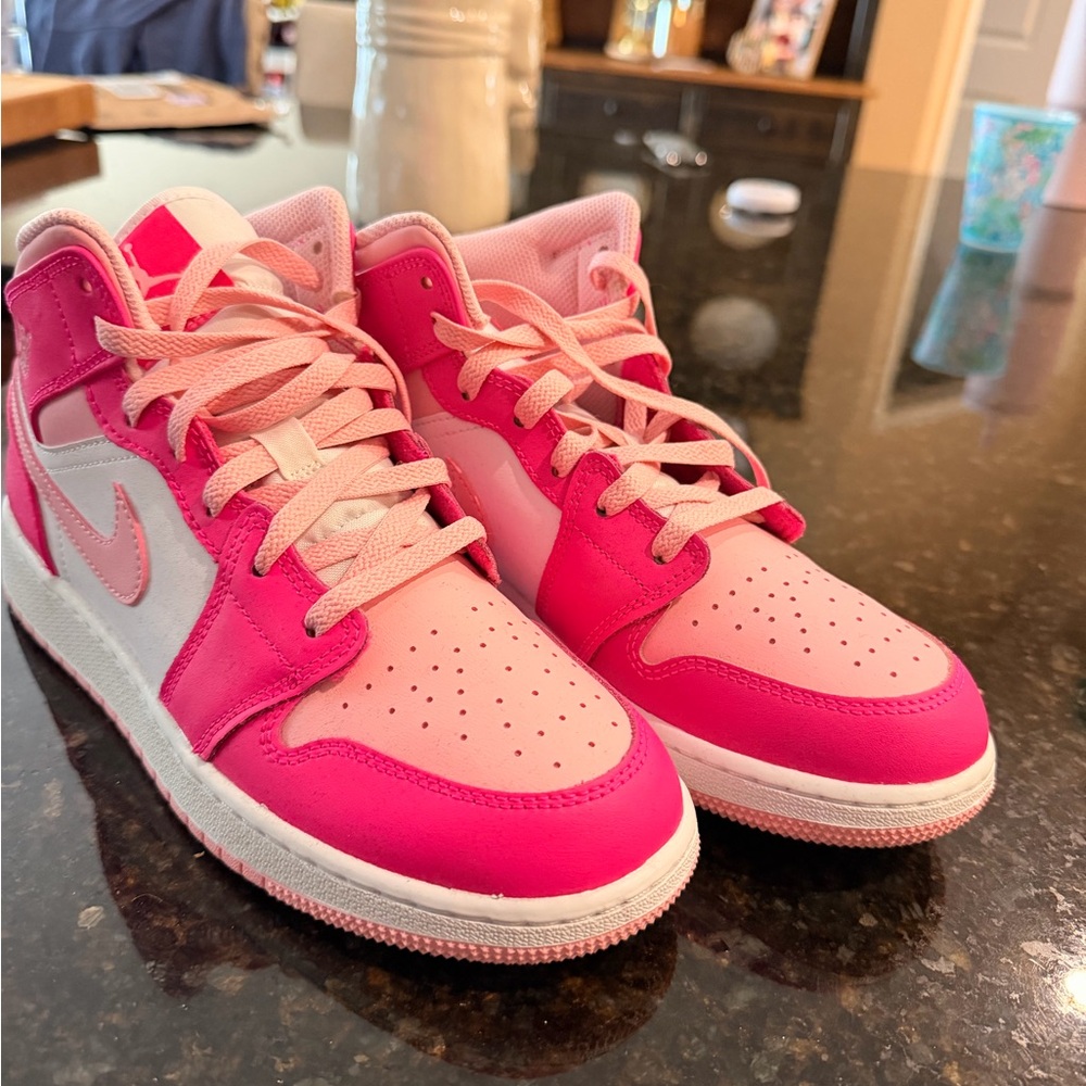 Nike Kids Pink and White High-Top Sneakers